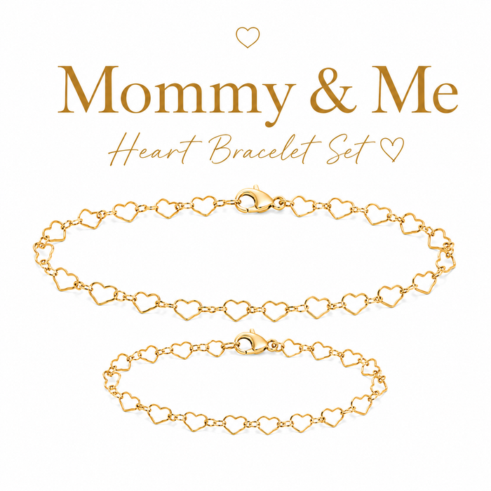 Mommy & Me Heart Bracelet Set – 14k Gold Filled
