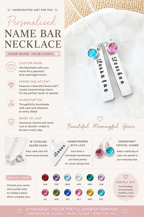 Mommy Necklace - Personalized Name Bar - Sterling Silver Necklace
