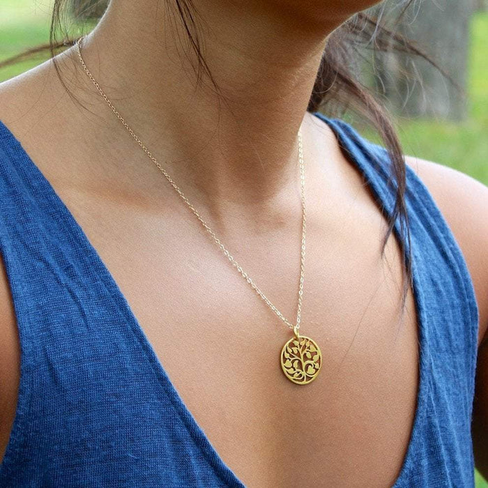 Tree of Life Necklace – Bronze Pendant on 18" Gold Filled Chain