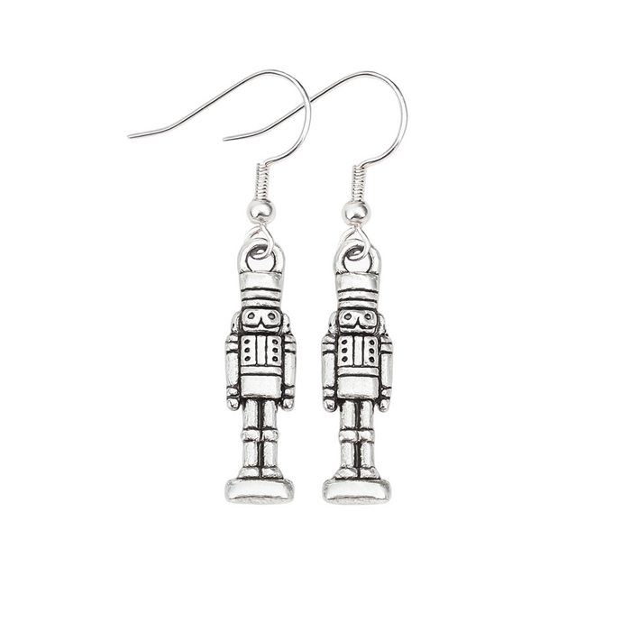 Nutcracker Charm Earrings – Gold or Silver – Gift-Ready Christmas Stocking Stuffer