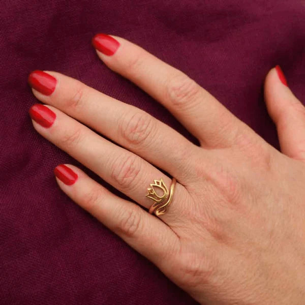 Bronze Lotus Flower Adjustable Ring