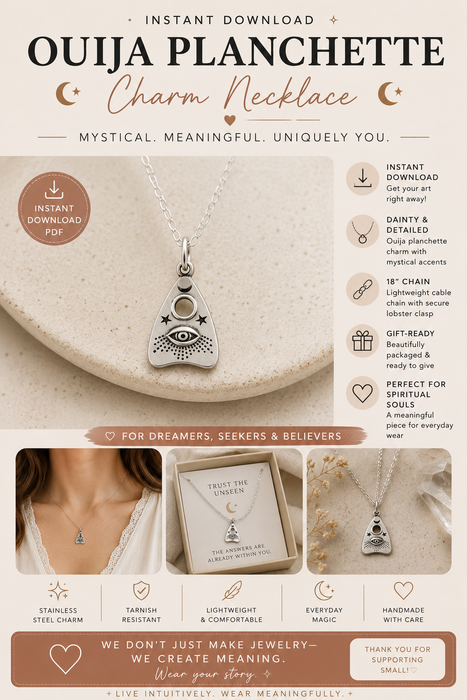 Ouija Planchette Charm Necklace