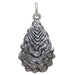 close up detailed view of a sterling silver oyster pendant