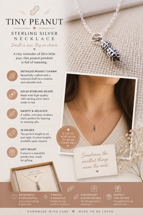 Tiny Peanut Sterling Silver Necklace