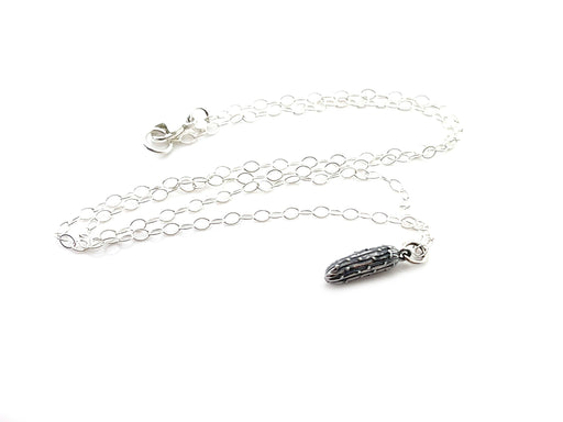 sterling silver pickle charm necklace