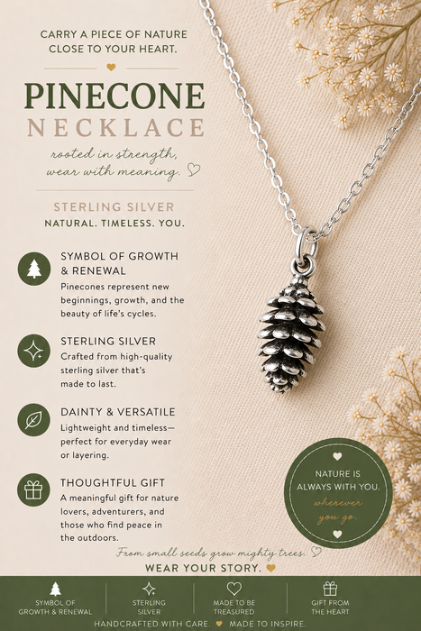 Sterling Silver Pinecone Necklace – Nature-Inspired Charm