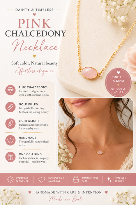 Pink Chalcedony Gold Filled Necklace