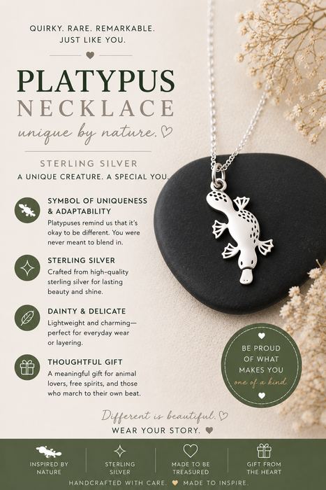 Platypus Charm - Sterling Silver Necklace - Gift for Her