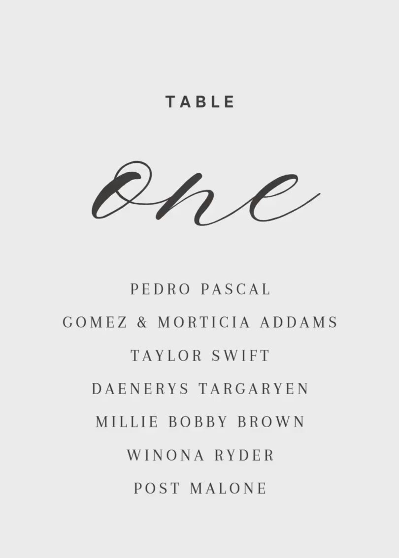 video to wedding table number templates