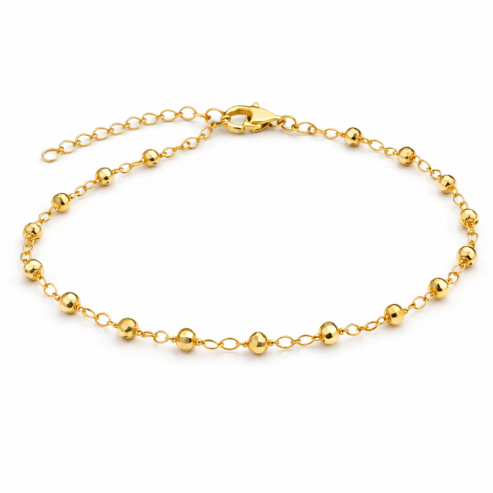 Gold Plated Pyrite Beaded Bracelet – Gold Filled, Adjustable 7–8"