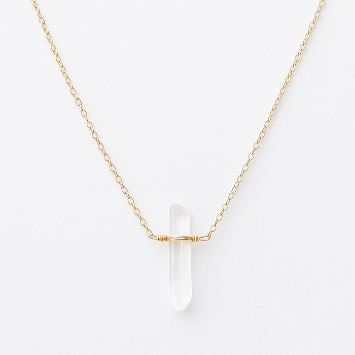 Single Quartz Crystal Necklace – Gold Filled, Wire Wrapped, Choose Your Length, Made to Order