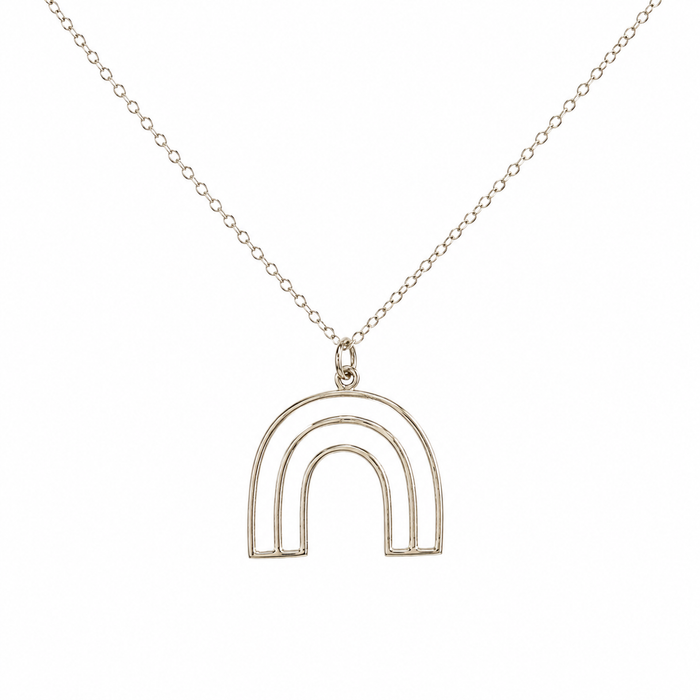 Openwork Rainbow Arch Necklace – Sterling Silver Wire Pendant on 18" Chain