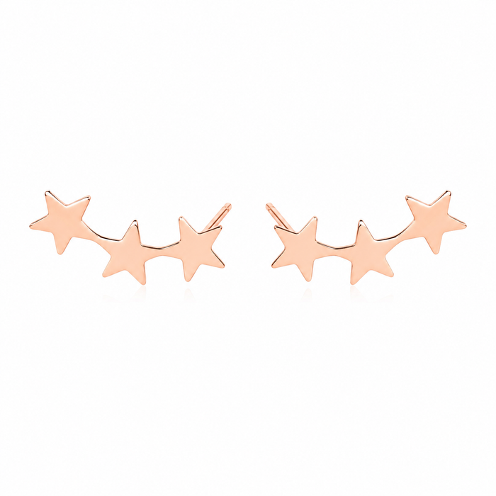 14k Rose Gold Filled Star Trio Ear Climbers