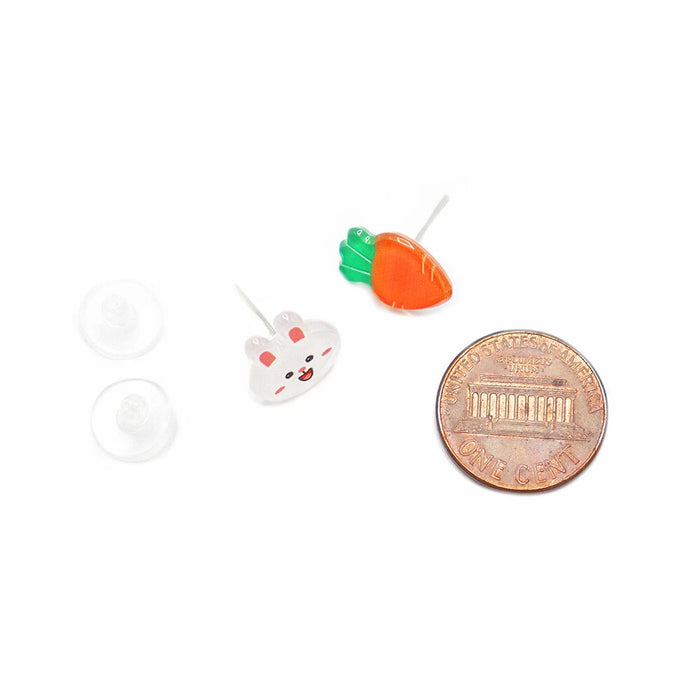 Bunny & Carrot Mismatched Stud Earrings