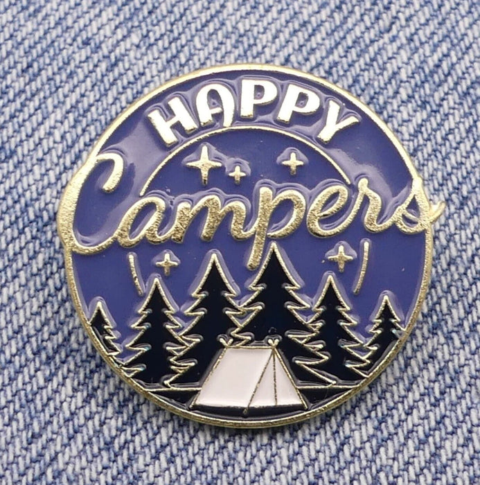 Happy Campers Enamel Pin – Camping & Outdoor Adventure Pin