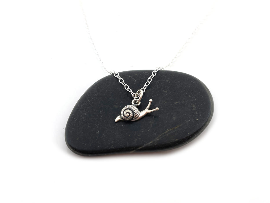 Tiny Sterling Silver Snail Necklace - Snail Charm - Handmade Jewelry