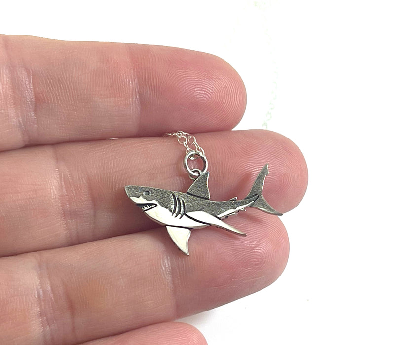 Great White Shark Sterling Silver Necklace