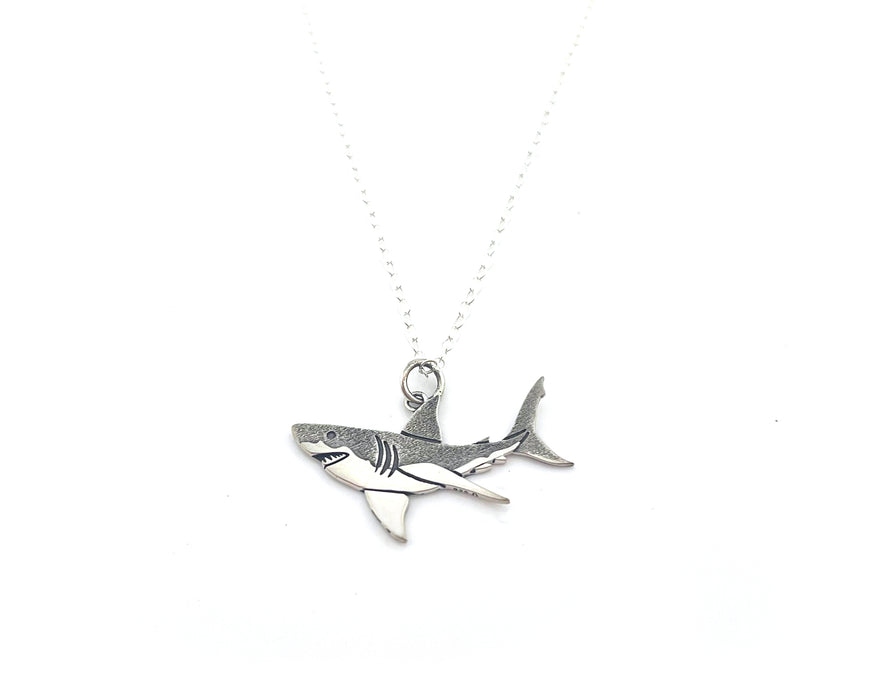 Great White Shark Sterling Silver Necklace