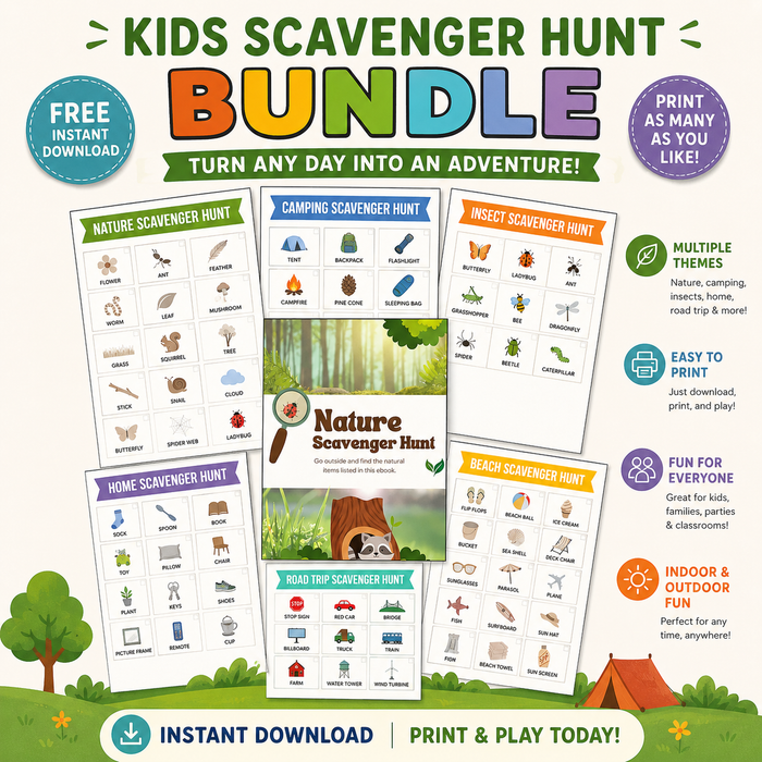 Kids Scavenger Hunt Bundle – Free Printable Download