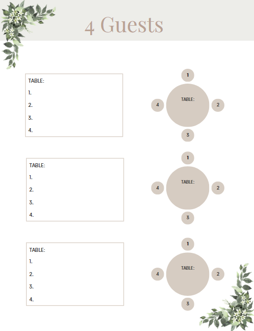 80 Page Wedding Seating Chart Template – Editable Canva Planner