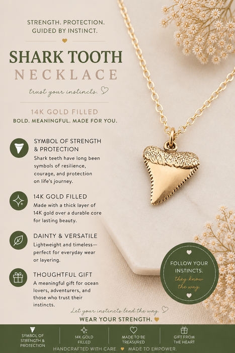 Shark Tooth Necklace, 18" Gold Filled Chain - As Seen on Netflix’s The Ultimatum