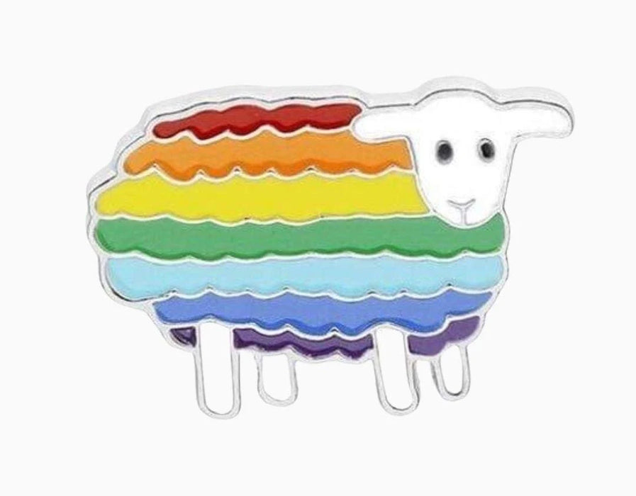 Rainbow Sheep Enamel Pin – Knitting & Crochet Pride Accessory
