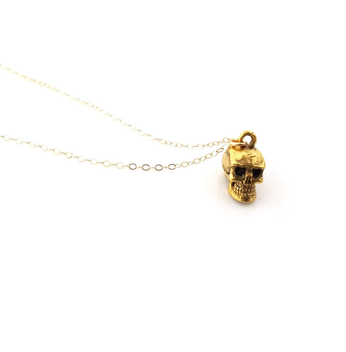 3D Skull Charm Necklace - 14k Gold Fill Necklace - Simple Jewelry - Dainty Necklace