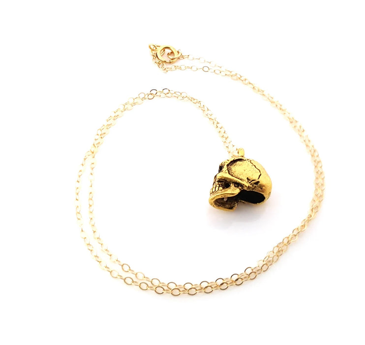 3D Skull Charm Necklace - 14k Gold Fill Necklace - Simple Jewelry - Dainty Necklace