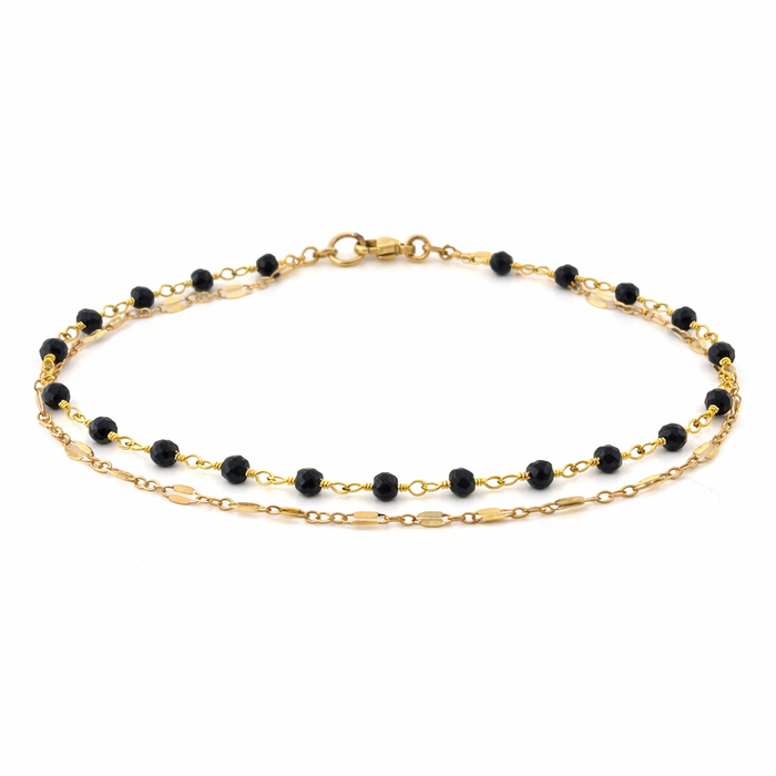 Dual Layer Black Spinel Bracelet – Gold Filled Gemstone Jewelry