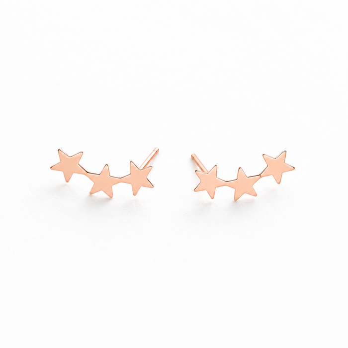 14k Rose Gold Filled Star Trio Ear Climbers