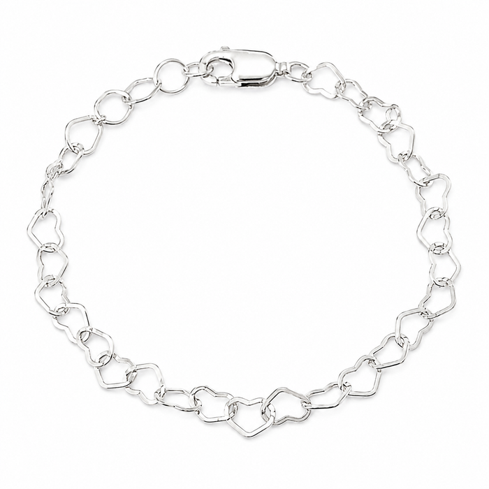 Dainty Sterling Silver Heart Chain Bracelet – Minimalist Jewelry