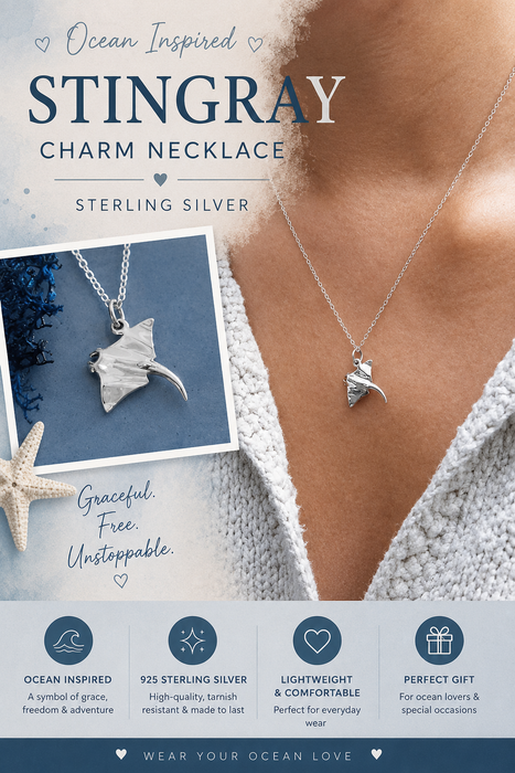 Stingray Charm Sterling Silver Necklace