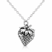 Silver strawberry pendant necklace on a white background
