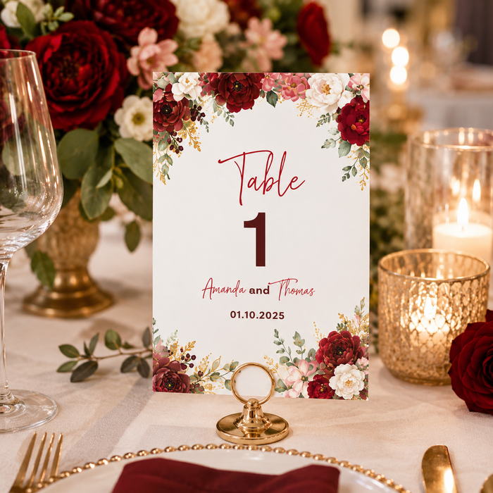 Scarlet Floral Wedding Bundle | 7 Editable Canva Wedding Templates