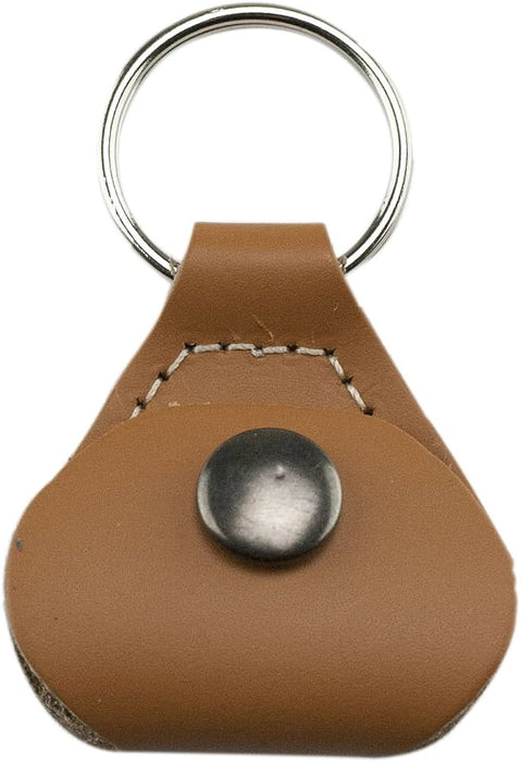 Leather Guitar Pick Holder Keychain – Snap Case for Picks – Black, Brown, Tan or White – Gift for Guitar Player