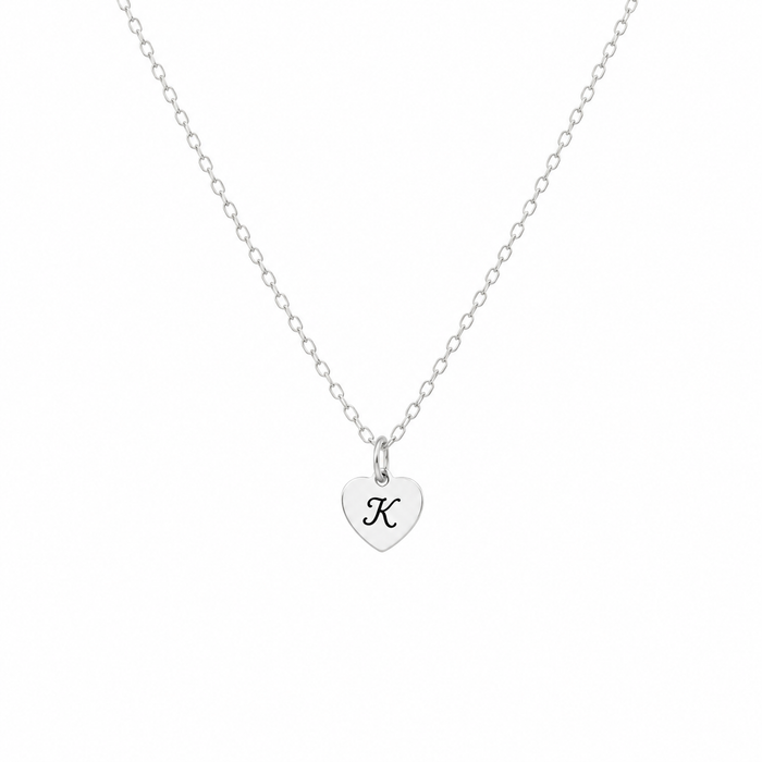 Personalized Sterling Silver Heart Flower Girl Necklace