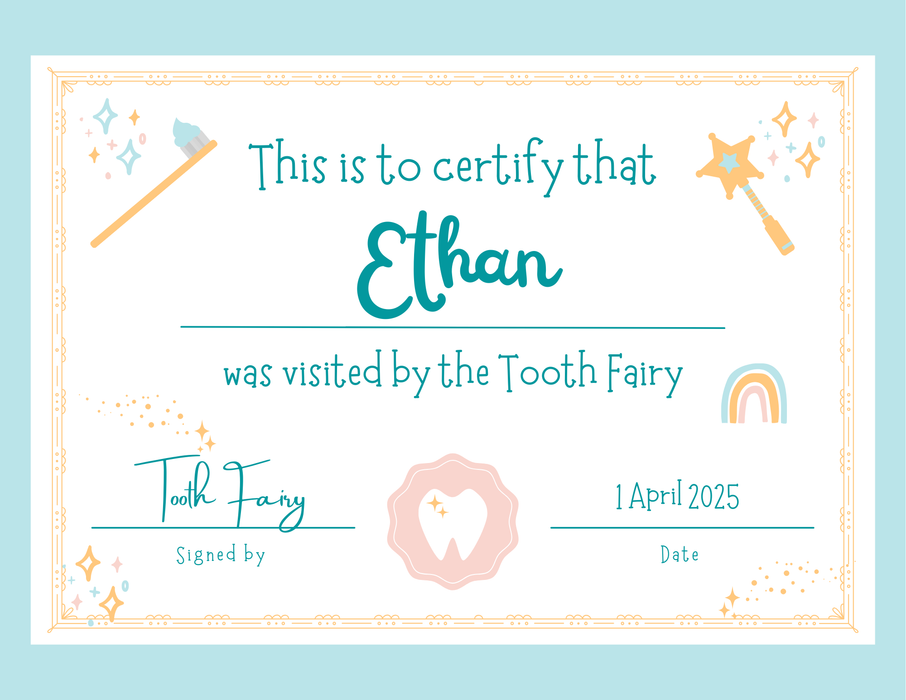 Editable Tooth Fairy Certificate Template – Printable Canva Design for Kids