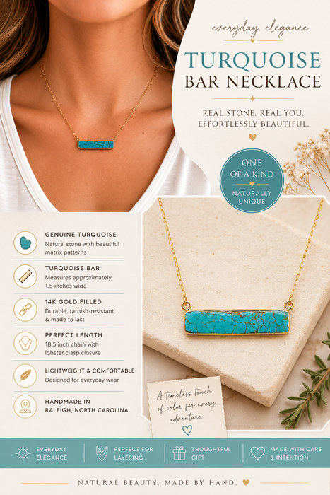 Turquoise Bar Necklace | 14k Gold Filled