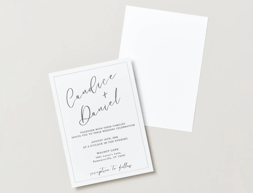 Modern printable wedding invite with timeless, minimalist style