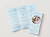 Love Takes Flight travel-themed wedding itinerary brochure template, editable in Canva