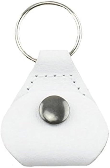 Leather Guitar Pick Holder Keychain – Snap Case for Picks – Black, Brown, Tan or White – Gift for Guitar Player