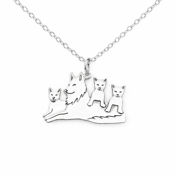 Mama Wolf Necklace – Sterling Silver Wolf Pack Charm for Strong Moms