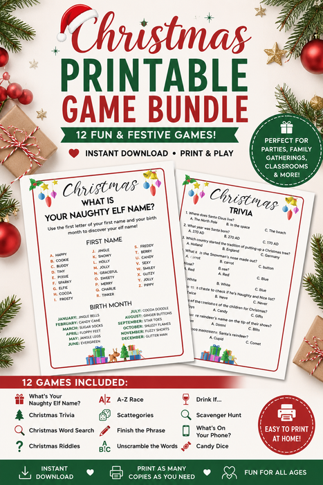 Christmas Party Games Bundle – Printable Holiday Fun!