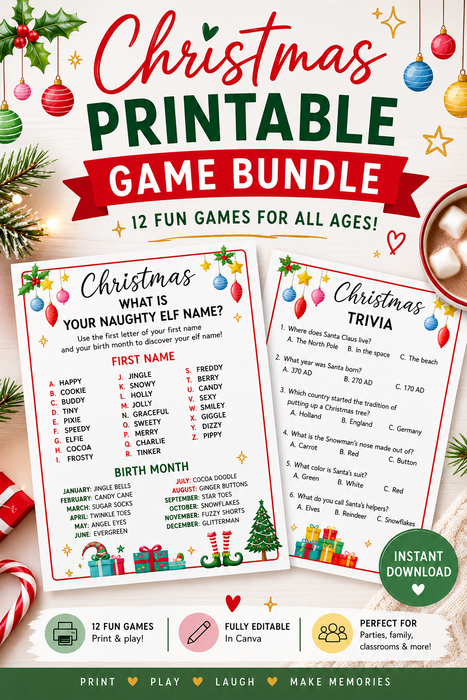 Christmas Party Games Bundle – Printable Holiday Fun!