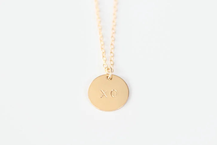 XO Hand Stamped Disc Necklace