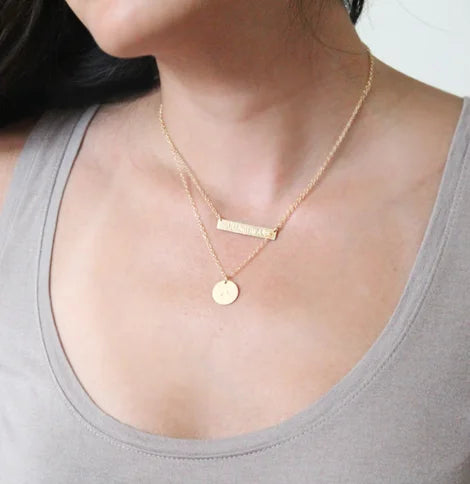 XO Hand Stamped Disc Necklace