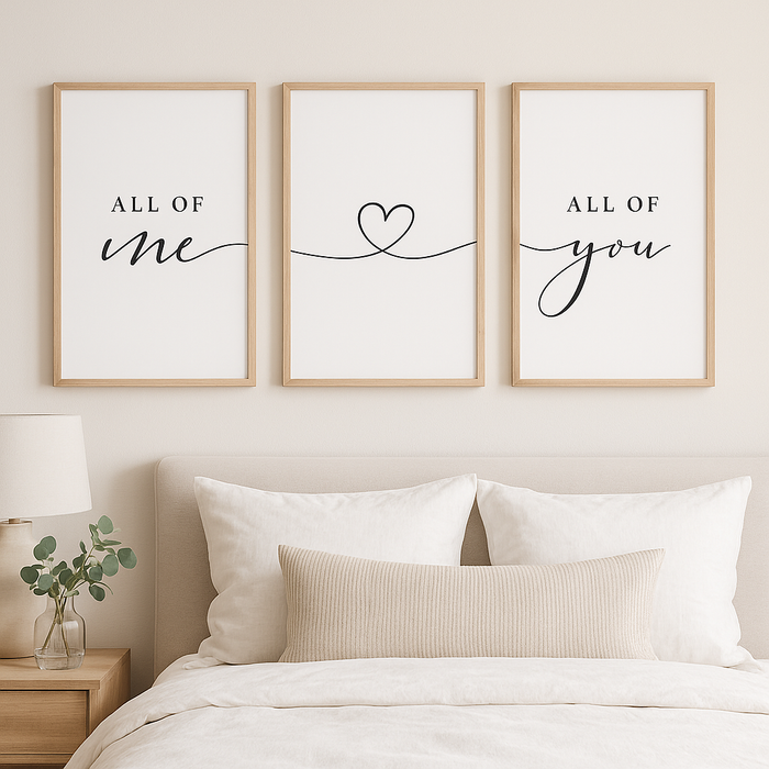 All of Me – Heart – All of You Printable Wall Art Trio (Instant Download)