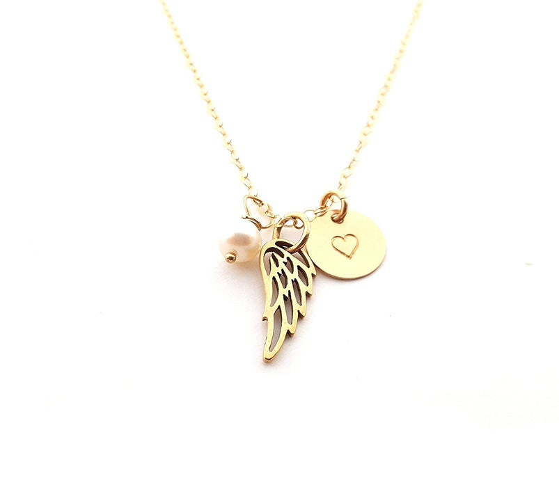 Angel Wing Necklace - 14k Gold Fill Memorial Jewelry - Sympathy Gift