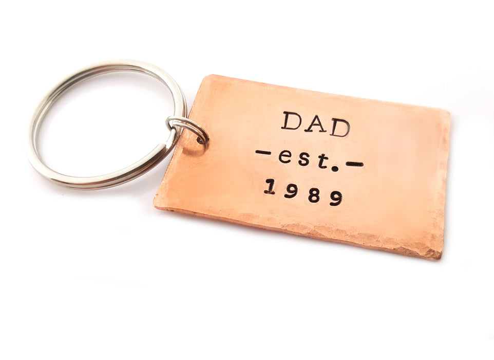 Dad est.  Hand Stamped Keychain