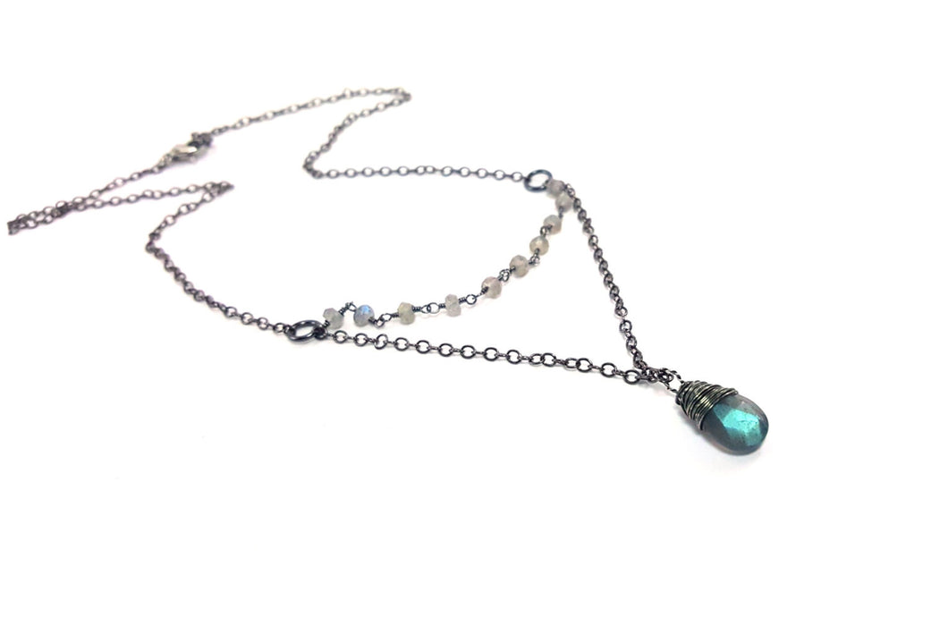 Oxidized Sterling Silver Labradorite Necklace